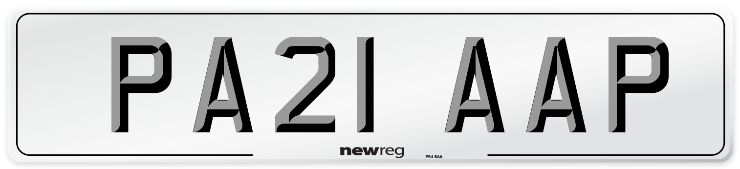 PA21 AAP Number Plate from New Reg
